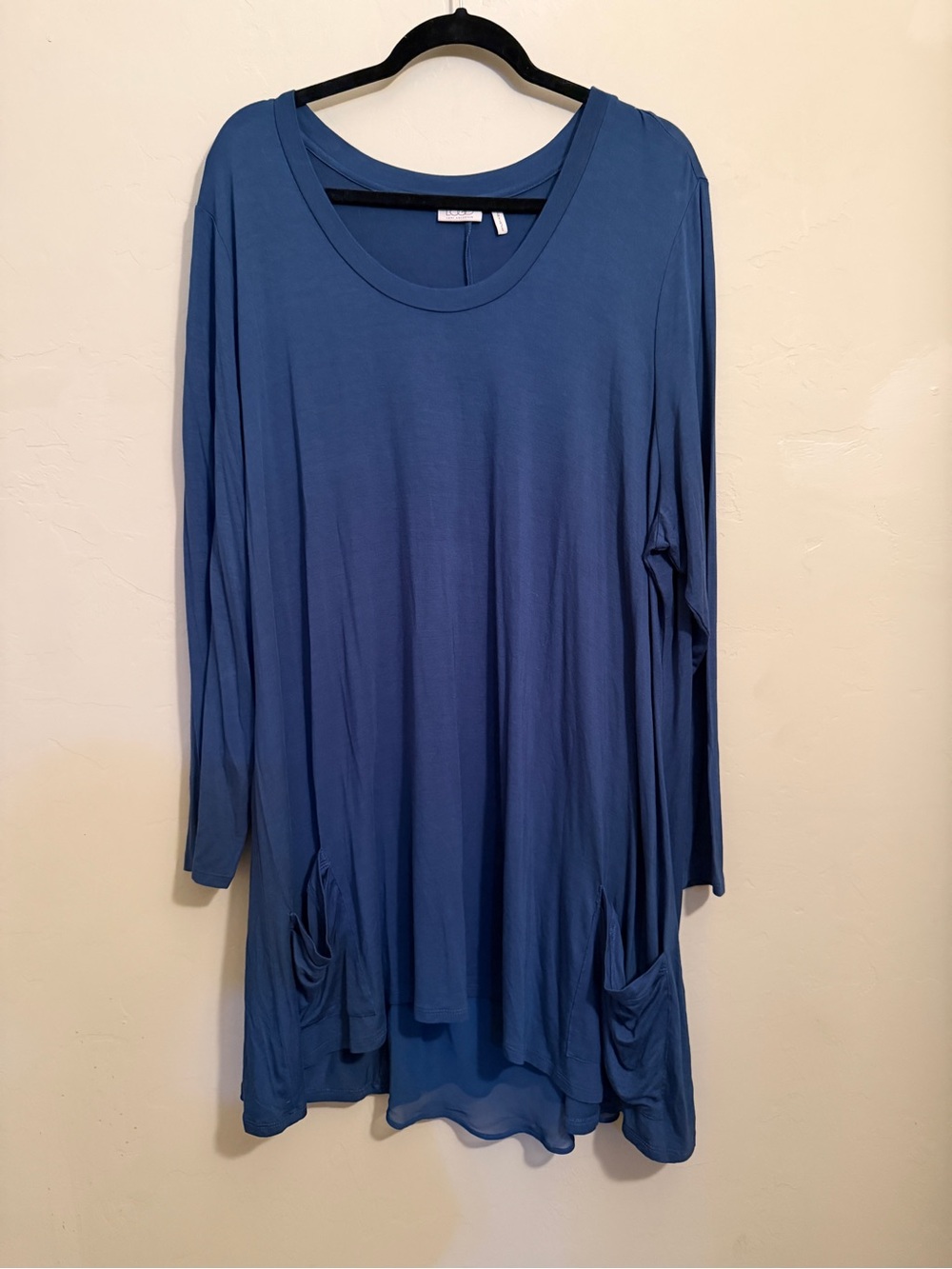 LOGO by Lori Goldstein Blue Long Sleeve Tunic Top Chiffon Back Size 3X